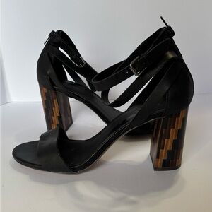Crown Vintage Owen Black Block Heel Sandals Size